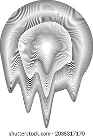 Abstract flow lines background . Melting circle .Fluid wavy shape .Striped linear pattern . Music sound wave . Vector illustration