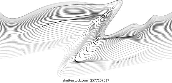 Abstract flow lines background . Optical illusion art .Fluid wavy shape .Striped linear pattern . Op art. Vector illustration