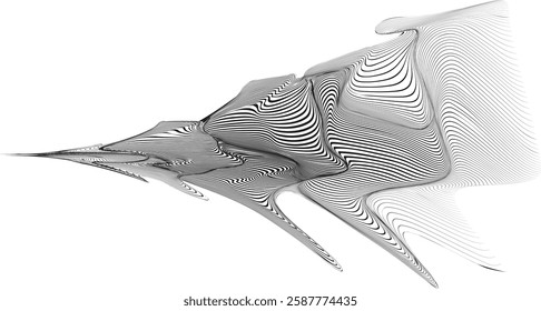 Abstract flow lines background . Optical illusion art .Fluid wavy shape .Striped linear pattern . Op art. Vector illustration

