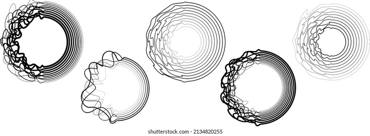 Abstract flow lines background . From order to chaos .Fluid wavy shape .Striped linear pattern . Music sound wave . Vector illustration
