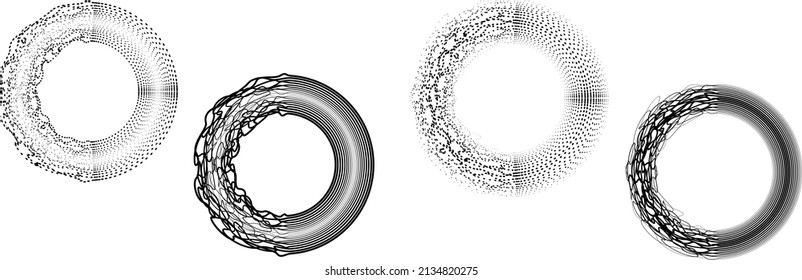 Abstract flow lines background . From order to chaos .Fluid wavy shape .Striped linear pattern . Music sound wave . Vector illustration