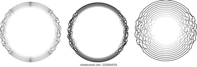 Abstract flow lines background . From order to chaos .Fluid wavy shape .Striped linear pattern . Music sound wave . Vector illustration