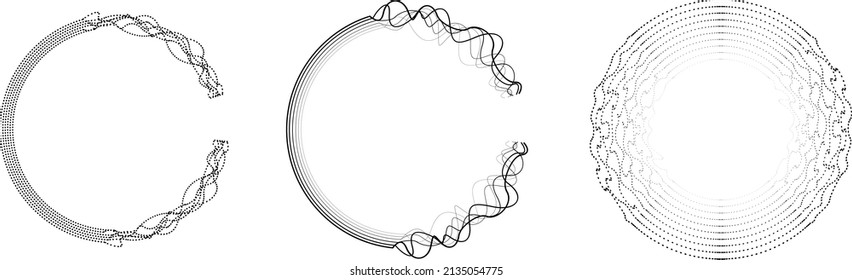 Abstrakte Fließlinien, Hintergrund. Von der Reihenfolge zum Chaos .Fluid Wavy Form .Streifen lineares Muster. Musik-Schallwelle. Vektorgrafik