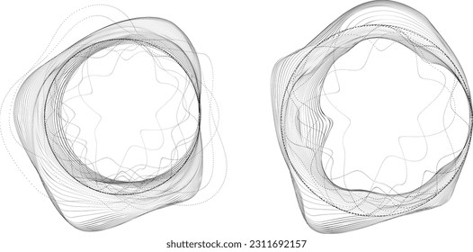 Abstract flow lines background . From order to chaos .Fluid wavy shape .Striped linear pattern . Music sound wave . Vector illustration
