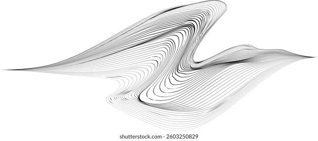 Abstract flow lines background . Smooth wave lines. Optical illusion art .Fluid wavy shape .Striped linear pattern . Op art. Vector illustration