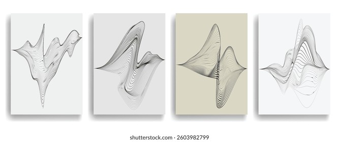 Abstract flow Lines Background . Wavy Stripes . Striped linear pattern . Poster collection with smooth lines .Brochures set with wave lines .Vector .
