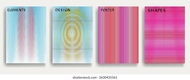 Abstract flow Lines Background . Wavy Stripes . Striped linear pattern . Poster collection with smooth lines .Brochures set with wave lines .Vector . 