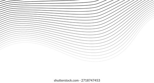 Linhas de fluxo abstratas distorcidas fundo de listras diagonais cinzentas. Conceito de linha preta. Conceito de tecnologia. Ilustração vetorial.