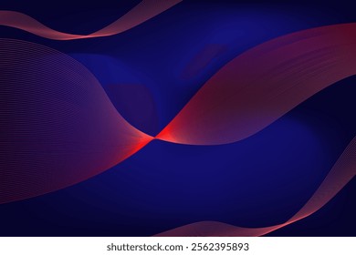 Abstract Flow: A mesmerizing blend of deep blue and vibrant red, these sinuous, flowing lines evoke a sense of movement, energy, and abstract beauty. Perfect for contemporary designs, technology.