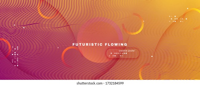 Abstract Flow Pattern. Digital Gradient Motion. Fluid Shapes Brochure. Orange Flow Pattern. Curve Memphis Background. Creative Magazine. Red Vector Lines Landing Page. Graphic Flow Pattern.
