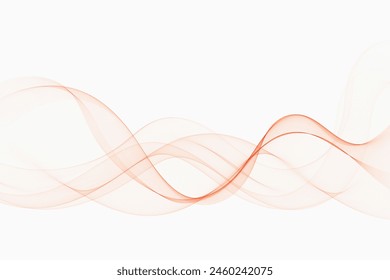 Abstract flow of smooth lines of peach color. Transparent wavy element. Wave background.