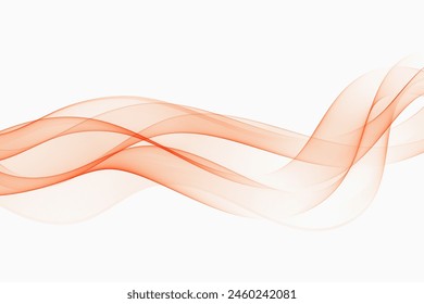 Abstract flow of smooth lines of peach color. Transparent wavy element.