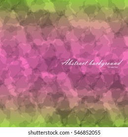 Abstract flow texture background with linear gradient backdrop from green to pink and green again. There is example of inscription for your text.
