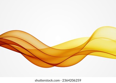 Abstract flow of transparent golden wave on a white background
