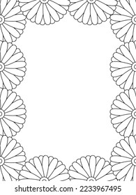 Abstract Flower Adult Border Coloring Pages For Kids Vector art.