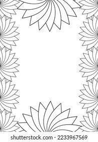 Abstract Flower Adult Border Coloring Pages For Kids Vector art.