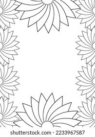 Abstract Flower Adult Border Coloring Pages For Kids Vector art.