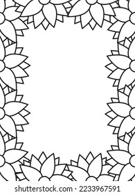 Abstract Flower Adult Border Coloring Pages For Kids Vector art.