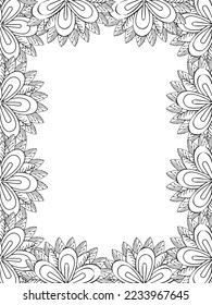 Abstract Flower Adult Border Coloring Pages For Kids Vector art.