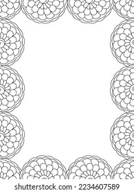 Abstract Flower Adult Border Coloring Pages For Kids Vector art.