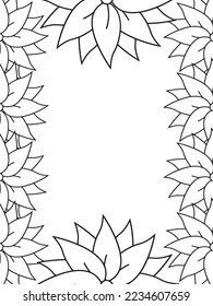 Abstract Flower Adult Border Coloring Pages For Kids Vector art.