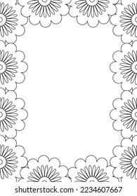 Abstract Flower Adult Border Coloring Pages For Kids Vector art.