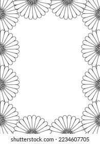 Abstract Flower Adult Border Coloring Pages For Kids Vector art.