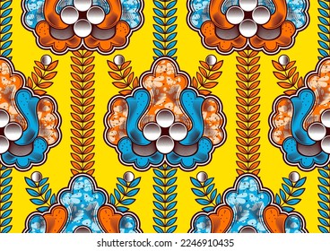 abstract flower african pattern background, floral print textile art, tribal abstract hand-draw, summer fashion artwork for Fabric print, clothes, scarf, shawl, carpet, bag