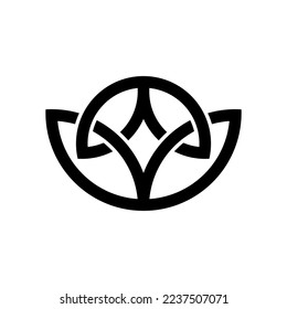 abstract flower art logo vector design in black and white colors