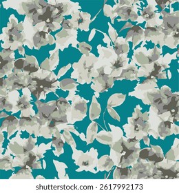 Abstract flower autumn colors all- over textile design illustration digital image printing factory
