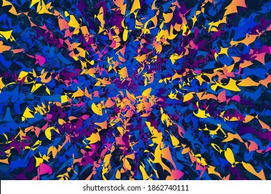 Abstract flower background in the blue, yellow, purple colors. Neon. Stock vector illustration on dark background.	
