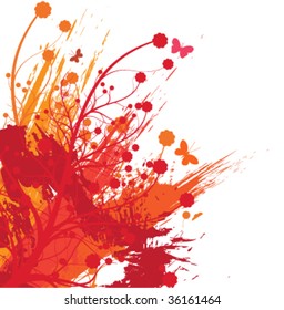 Abstract flower background with butterflies