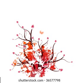 Abstract flower background with butterflies