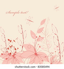 Abstract flower background with butterfly