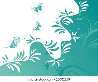Abstract flower background with butterfly, element for design, vector illustration