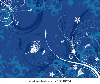 Abstract flower background with butterfly, element for design, vector illustration