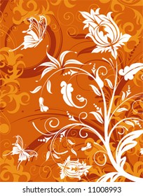 Abstract flower background with butterfly, element for design, vector illustration