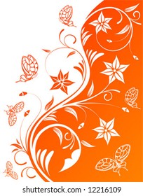 Abstract flower background with butterfly, element for design, vector illustration