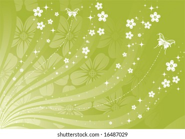 Abstract flower background with butterfly, element for design, vector illustration
