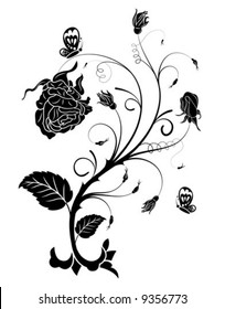 Abstract flower background with butterfly, element for design, vector illustration