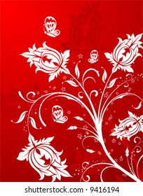 Abstract flower background with butterfly, element for design, vector illustration