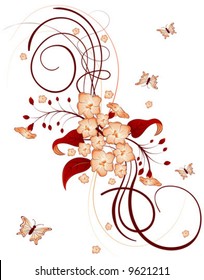 Abstract flower background with butterfly, element for design, vector illustration