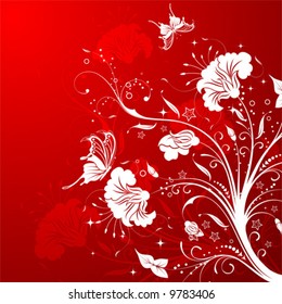 Abstract flower background with butterfly, element for design, vector illustration