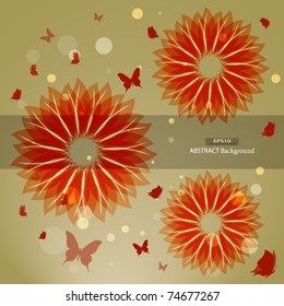 Abstract flower background with butterfly. Vector illustration