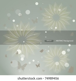 Abstract flower background with butterfly. Vector illustration