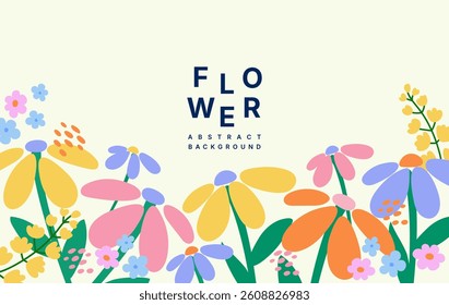 abstract flower background doodle illustration style, presentation template design, floral and nature concept