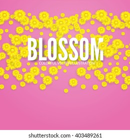 Abstract Flower Background. Falling Flowers. Blossom Design. Vector illustration