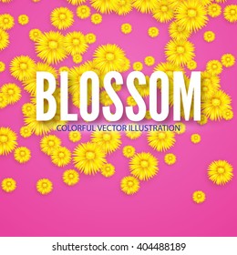 Abstract Flower Background. Falling Flowers. Blossom Design. Vector illustration