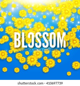 Abstract Flower Background. Falling Flowers. Blossom Design. Vector illustration