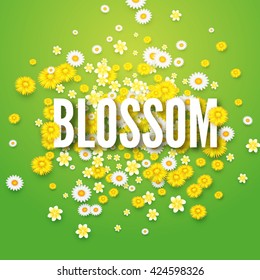 Abstract Flower Background. Falling Flowers. Flower Field. Blossom Design. Vector illustration